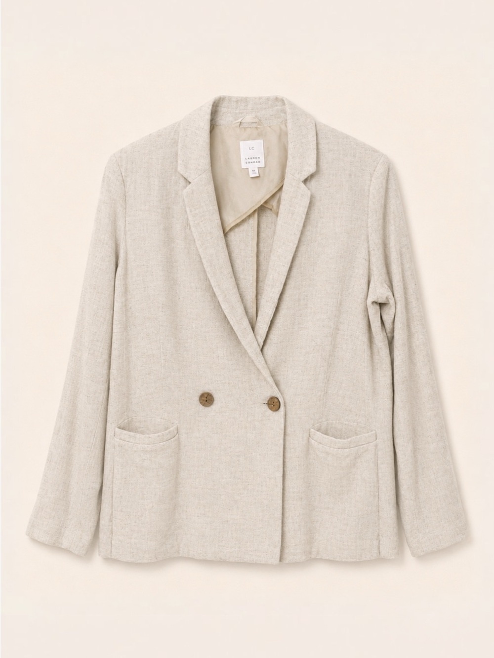 LC linen blend oatmeal color blazer size M - Picture 7 of 8